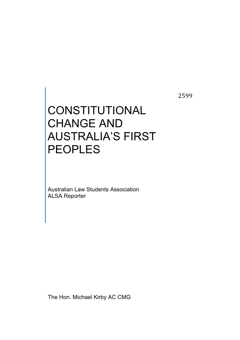 Constitutional Change and Australia's First Peoples