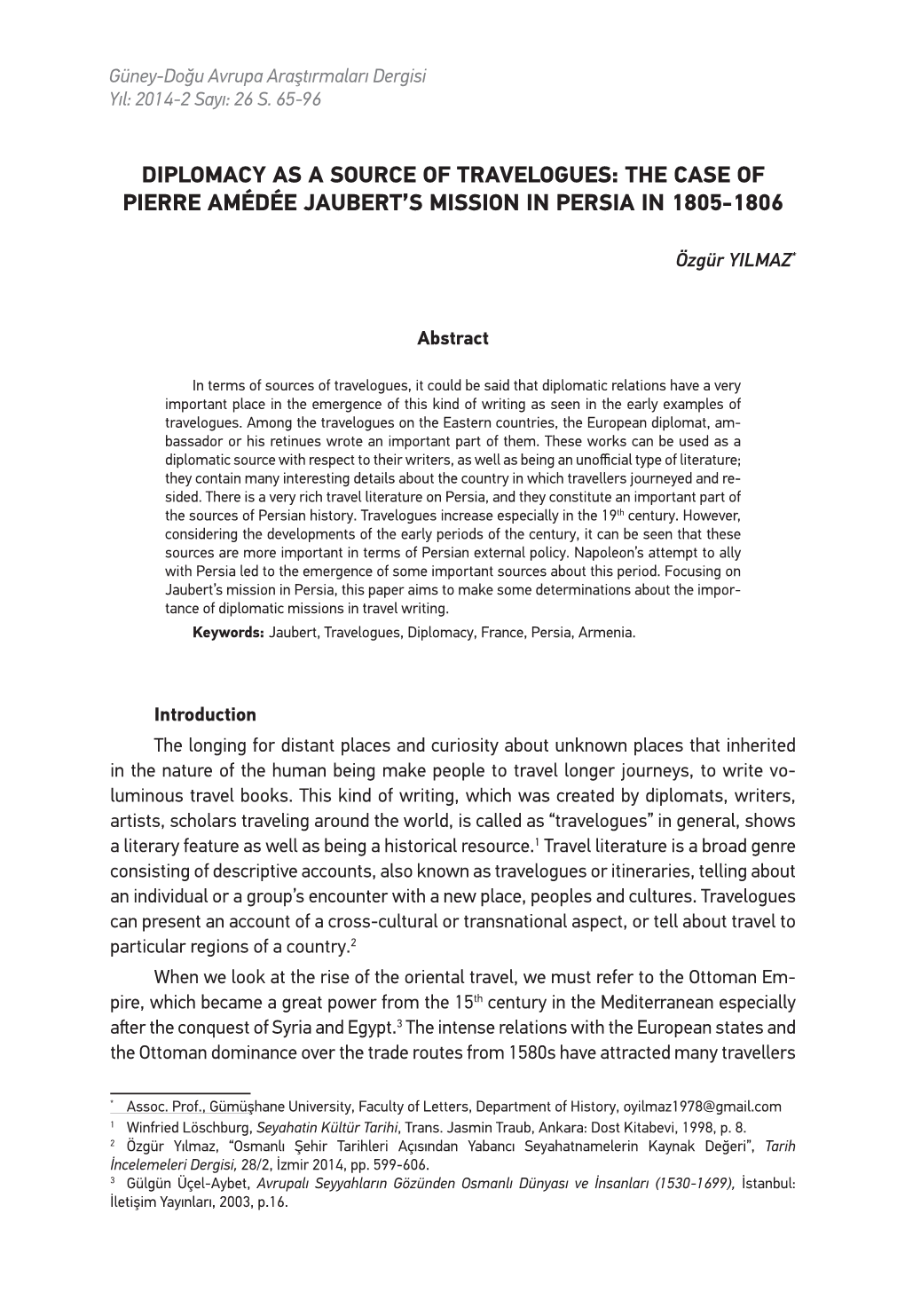 The Case of Pierre Amédée Jaubert's Mission in Persia in 1805-1806