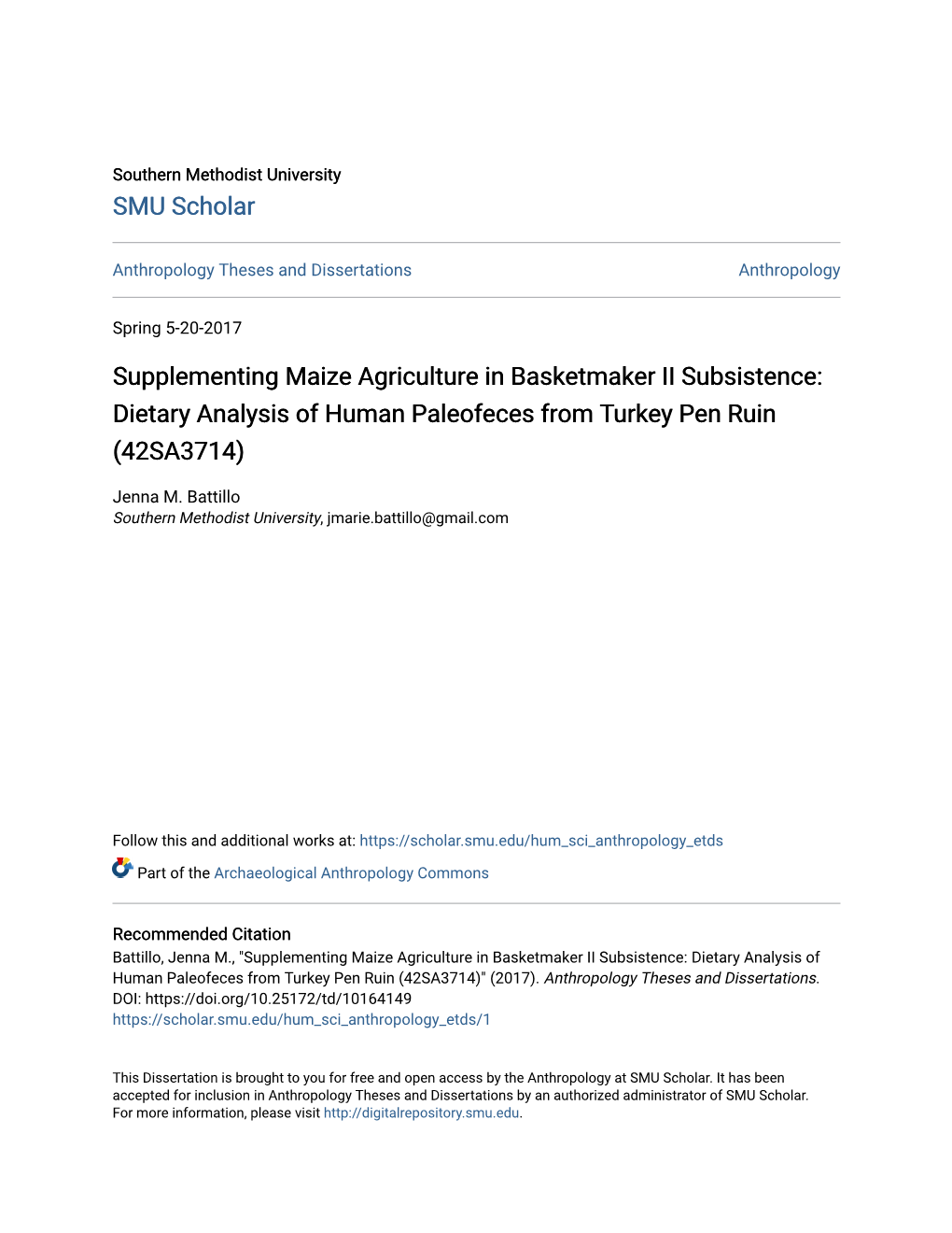 Supplementing Maize Agriculture in Basketmaker II Subsistence: Dietary Analysis of Human Paleofeces from Turkey Pen Ruin (42SA3714)