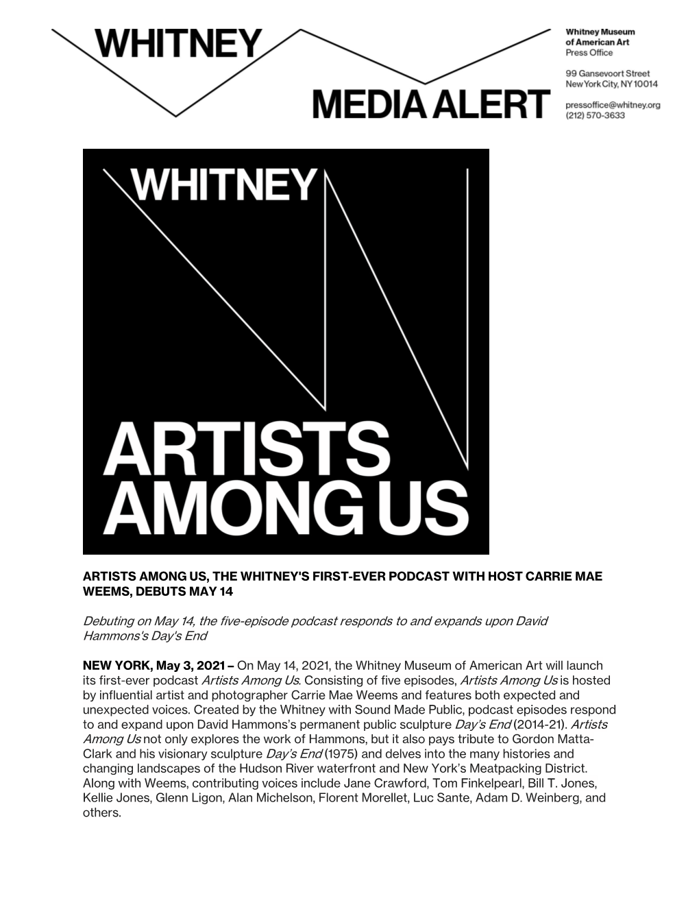 Artists Among Us Media Alert FINAL