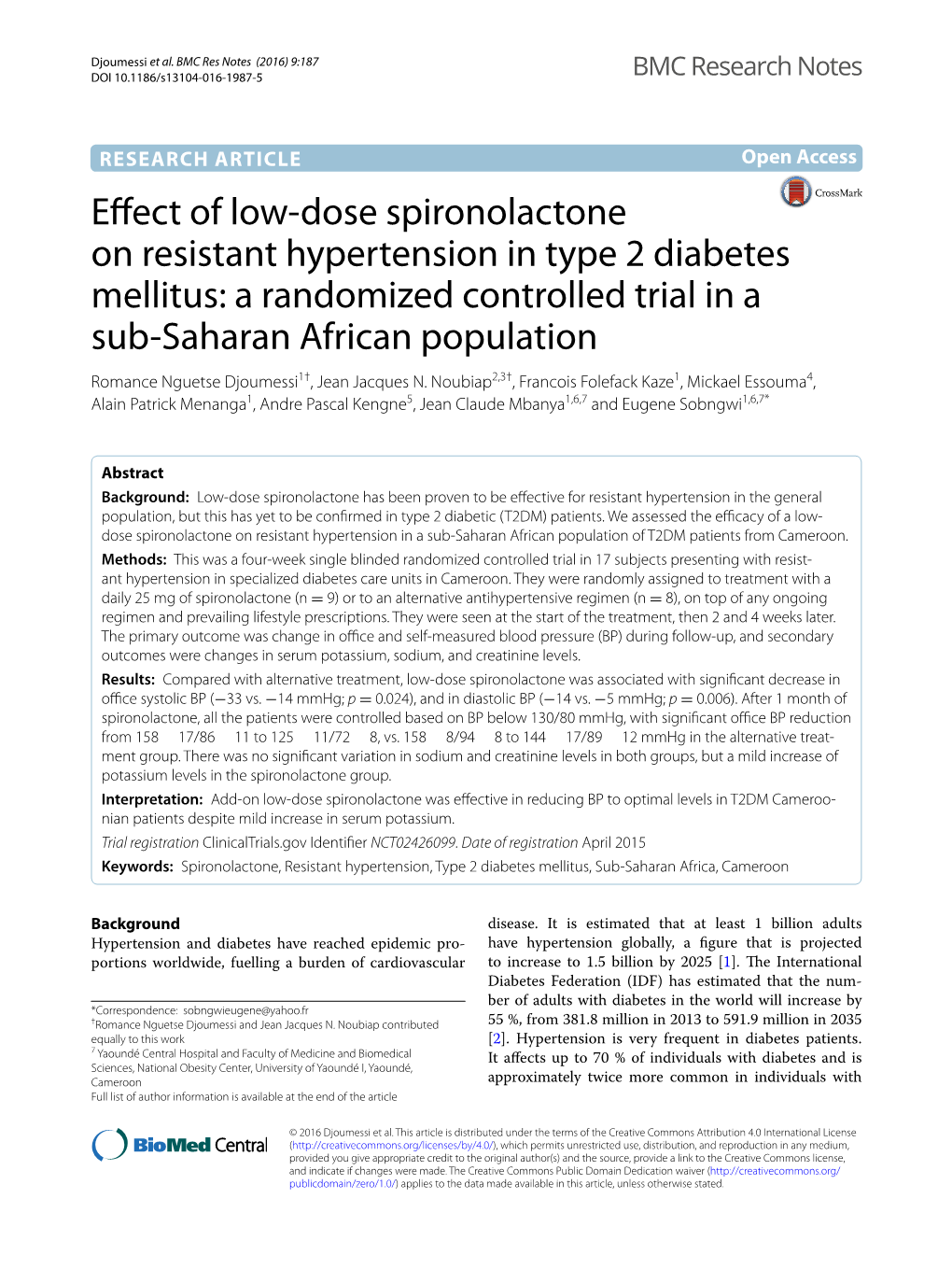 Effect of Low-Dose Spironolactone on Resistant Hypertension in Type 2