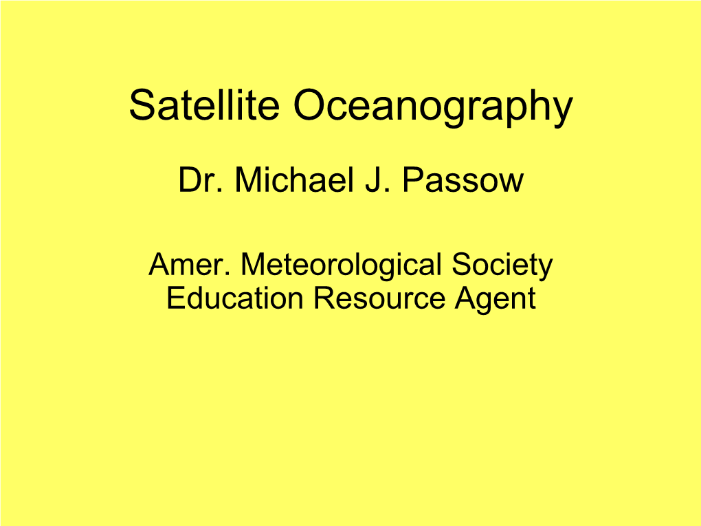 Satellite Oceanography