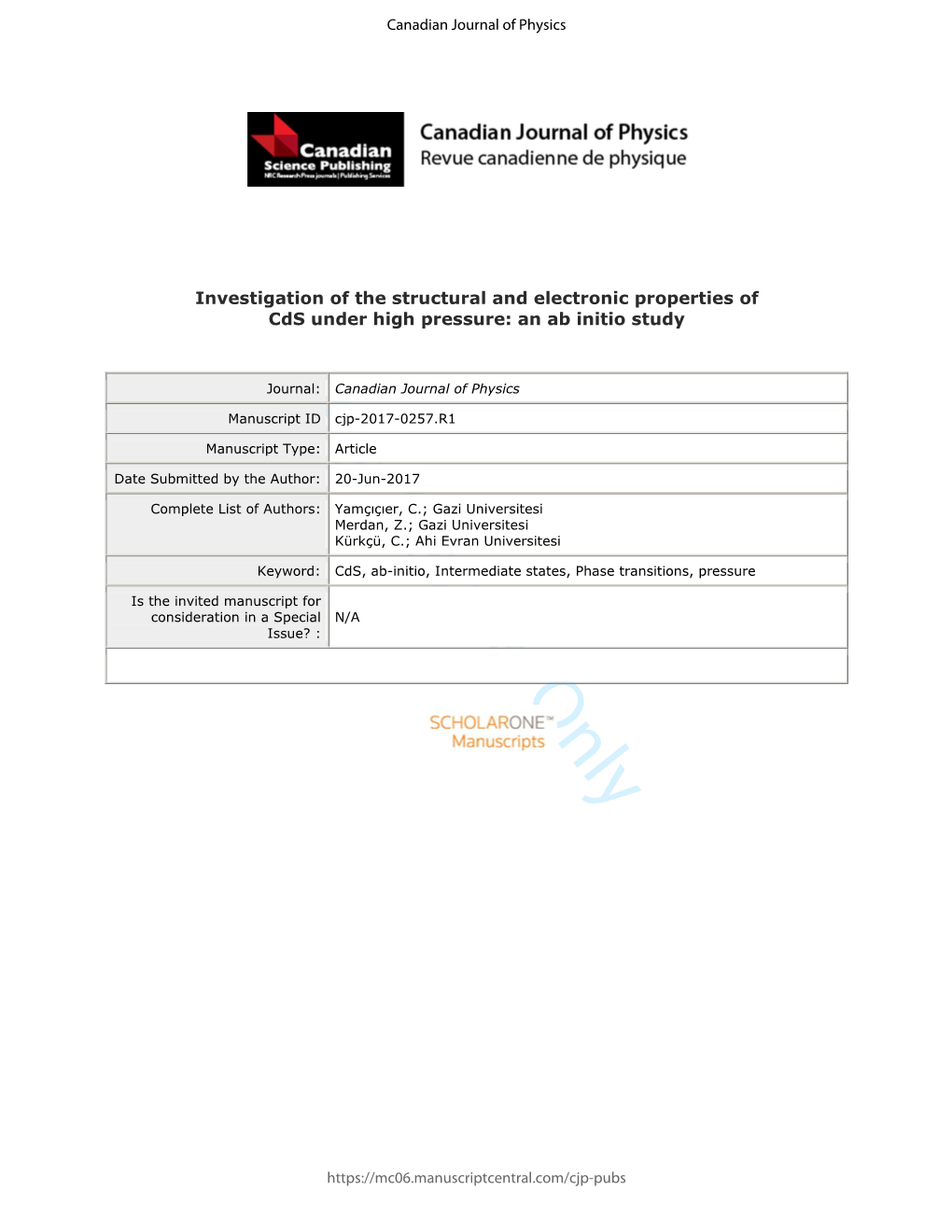 Investigation of the Structural and Electronic Properties of Cds Under High Pressure: an Ab Initio Study