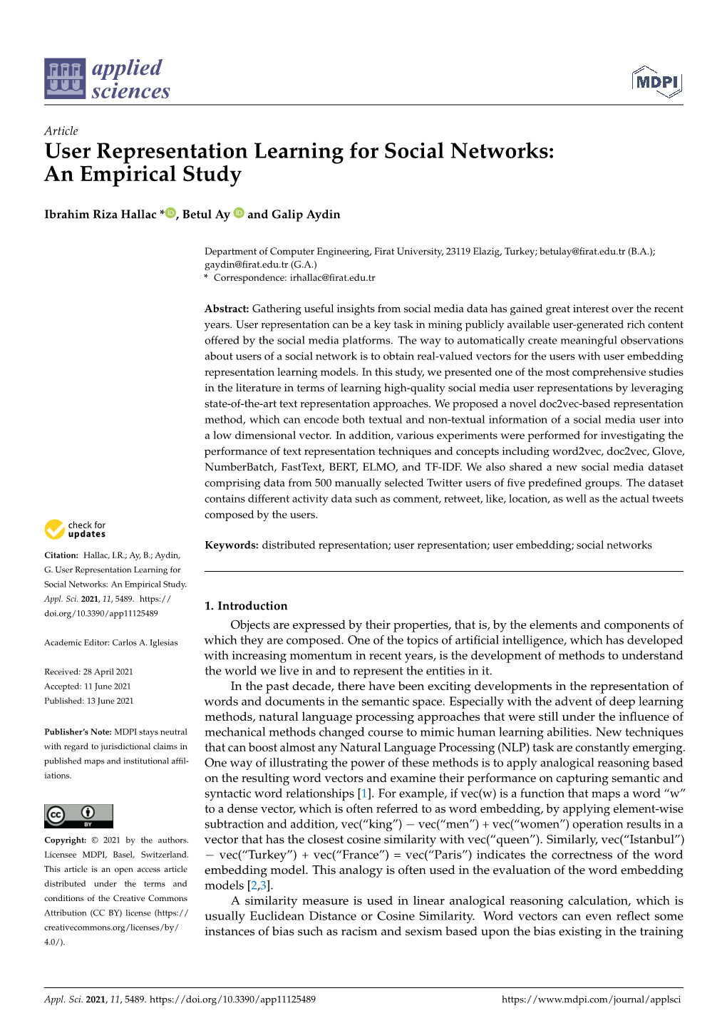 User Representation Learning for Social Networks: an Empirical Study