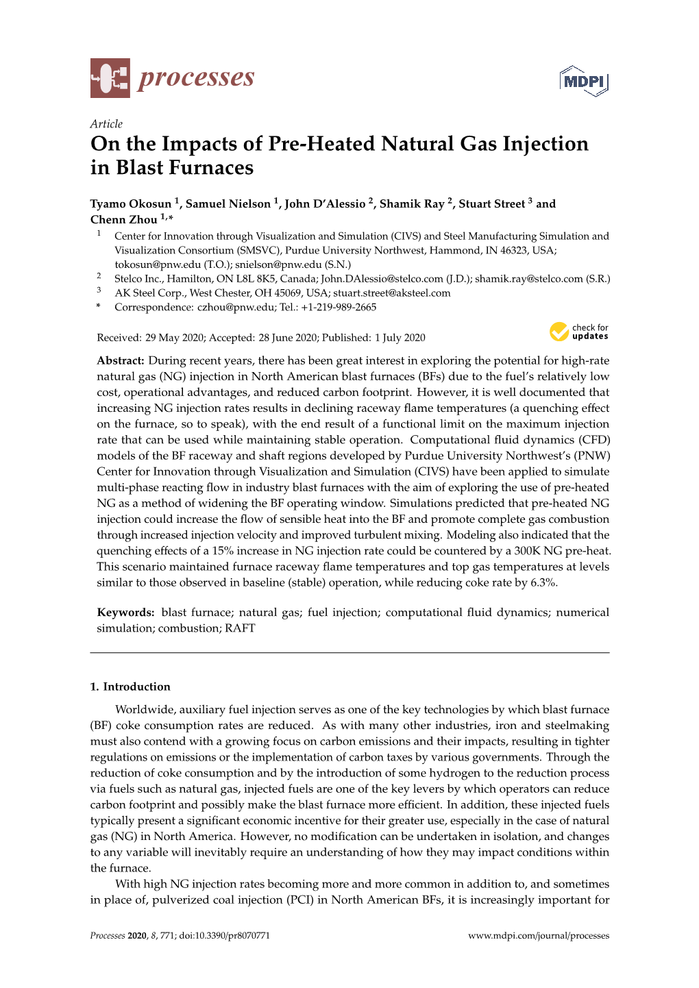 On the Impacts of Pre-Heated Natural Gas Injection in Blast Furnaces