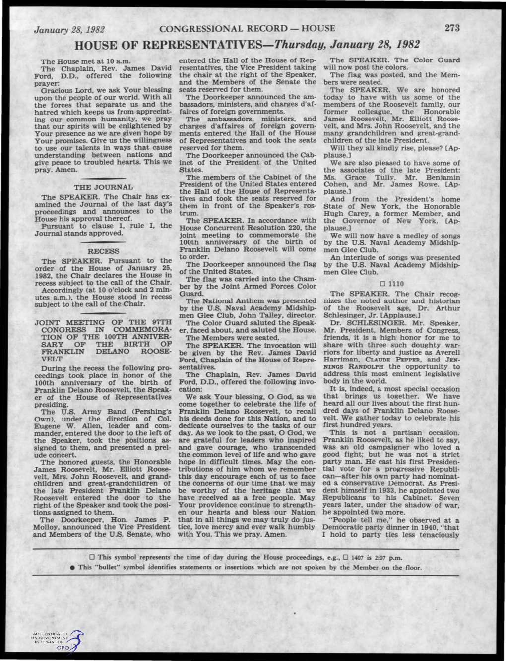 HOUSE of REPRESENTATIVES-Thursday, January 28, 1982 the House Met at 10 A.M