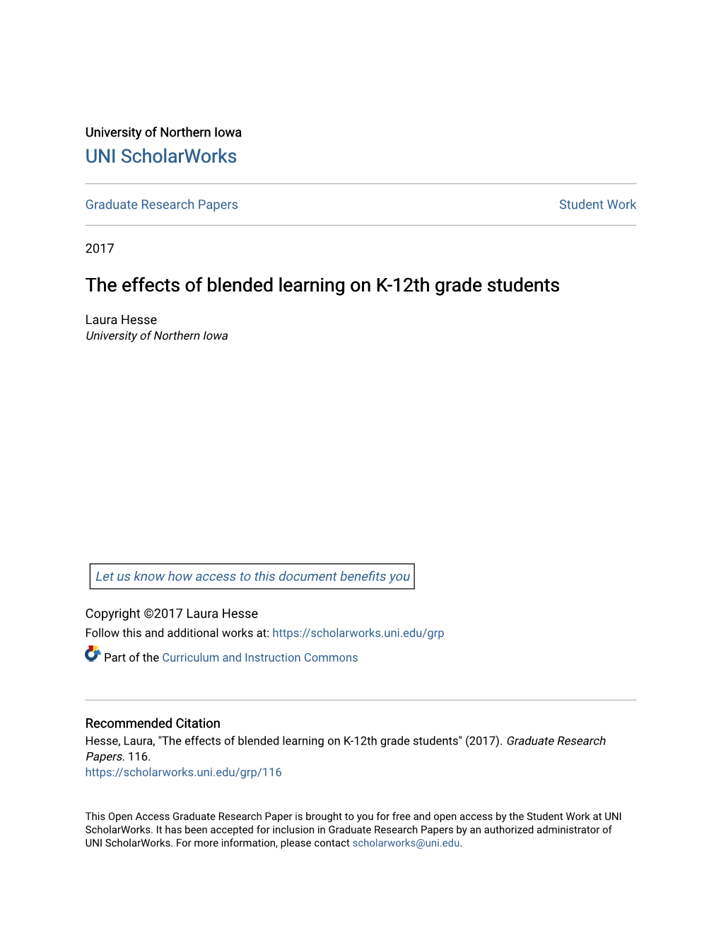 The Effects of Blended Learning on K-12Th Grade Students