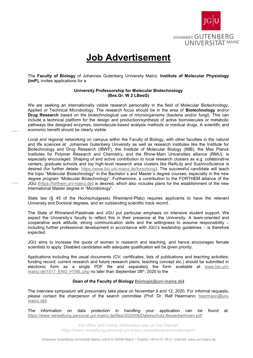 Job Advertisement