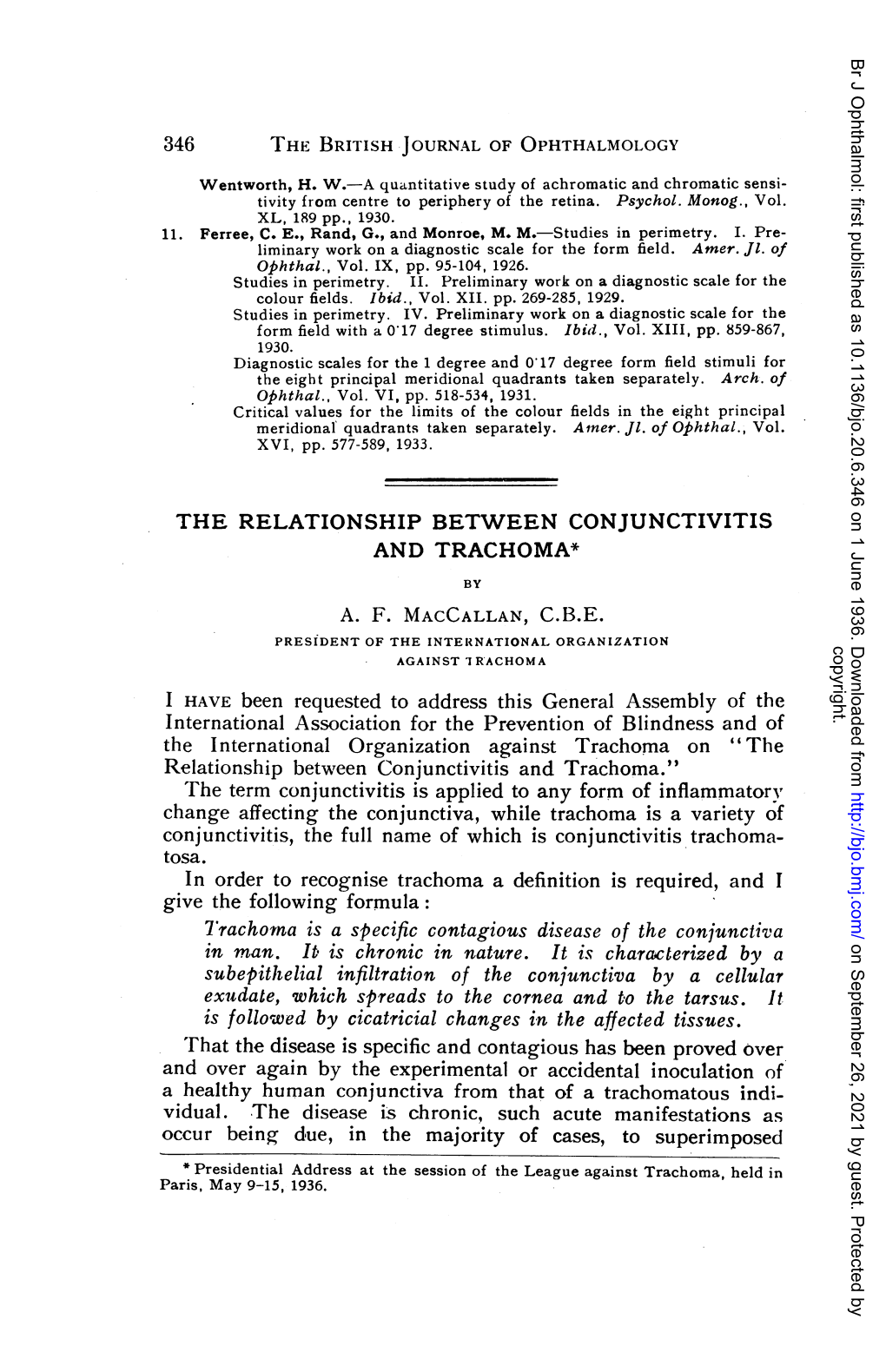 The Relationship Between Conjunctivitis and Trachoma*