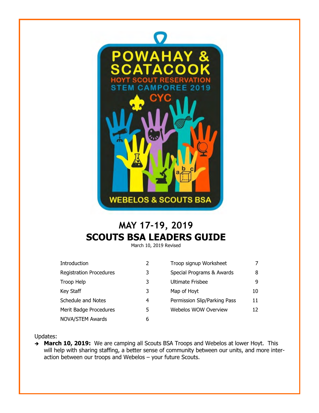 MAY 17-19, 2019 SCOUTS BSA LEADERS GUIDE March 10, 2019 Revised