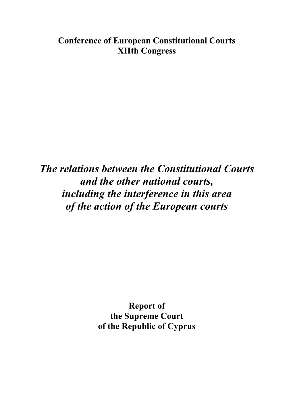 Report of the Supreme Court of the Republic of Cyprus