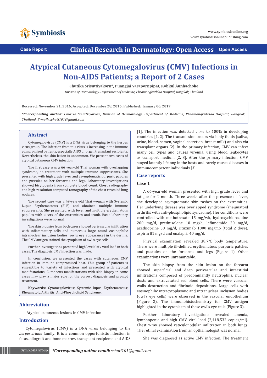 Clinical Research in Dermatology: Open Access Open Access