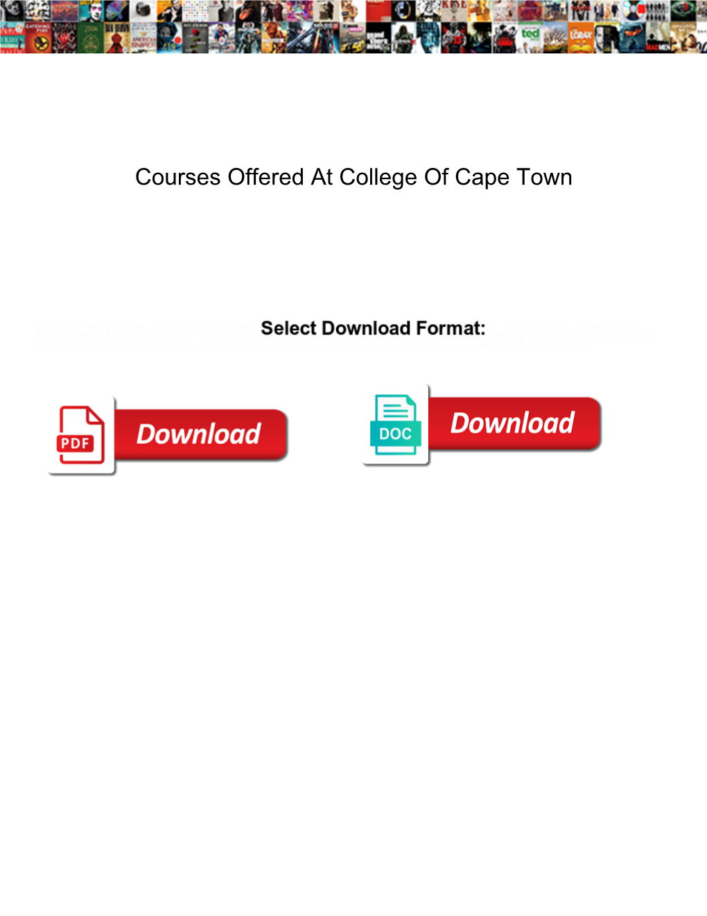 Courses Offered at College of Cape Town
