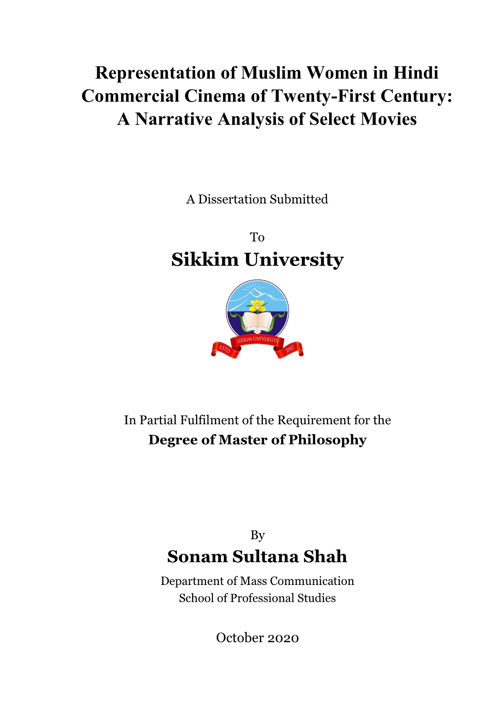 Representation of Muslim Women in Hindi Commercial Cinema of Twenty-First Century: a Narrative Analysis of Select Movies