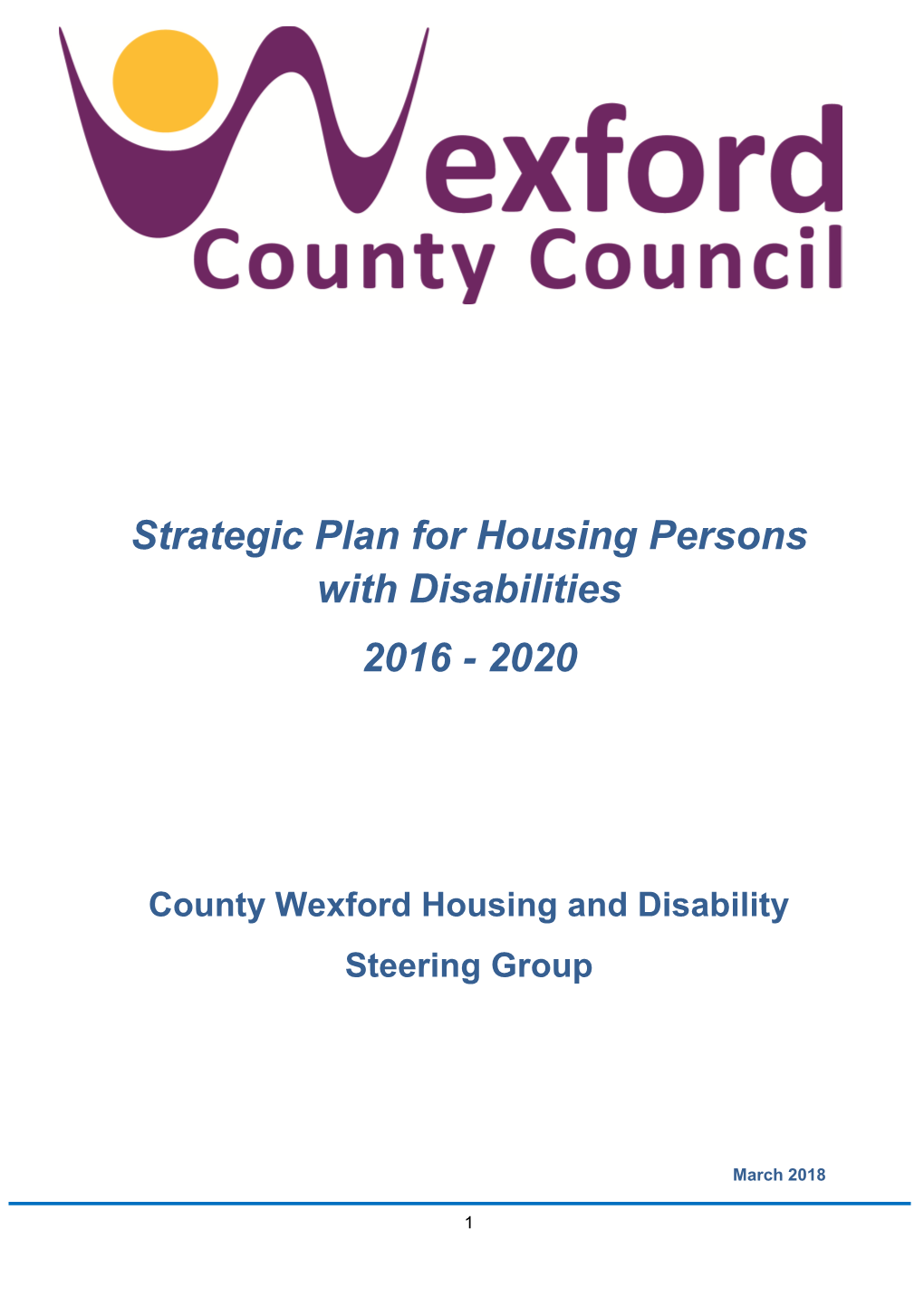 Strategic Plan for Housing Persons with Disabilities 2016 - 2020