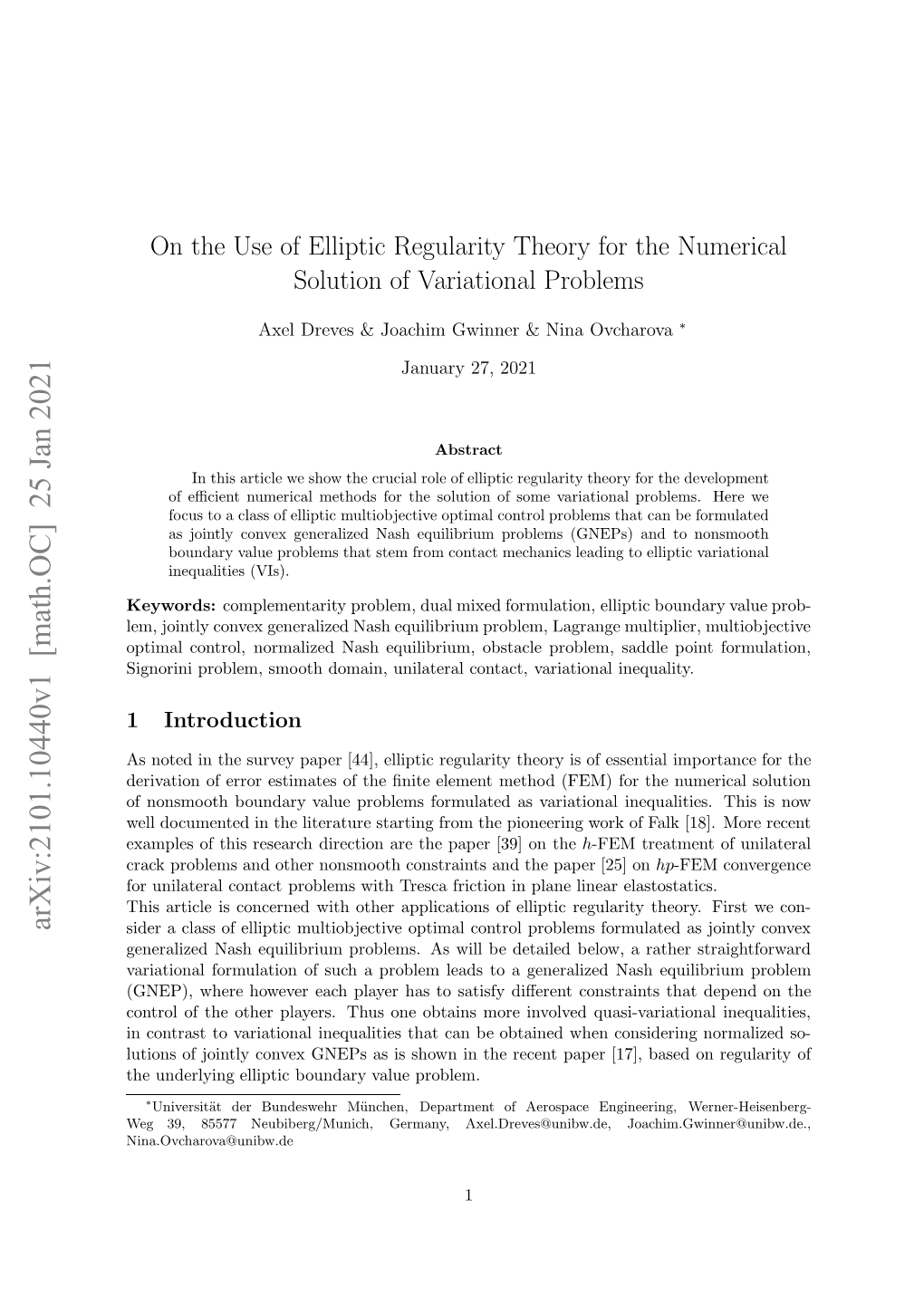 On the Use of Elliptic Regularity Theory for the Numerical Solution Of