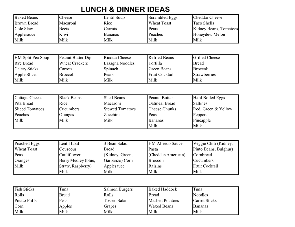 Lunch & Dinner Ideas