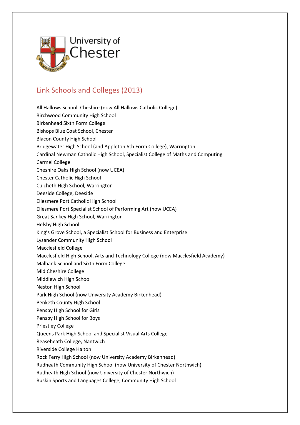 Link Schools and Colleges (2013)