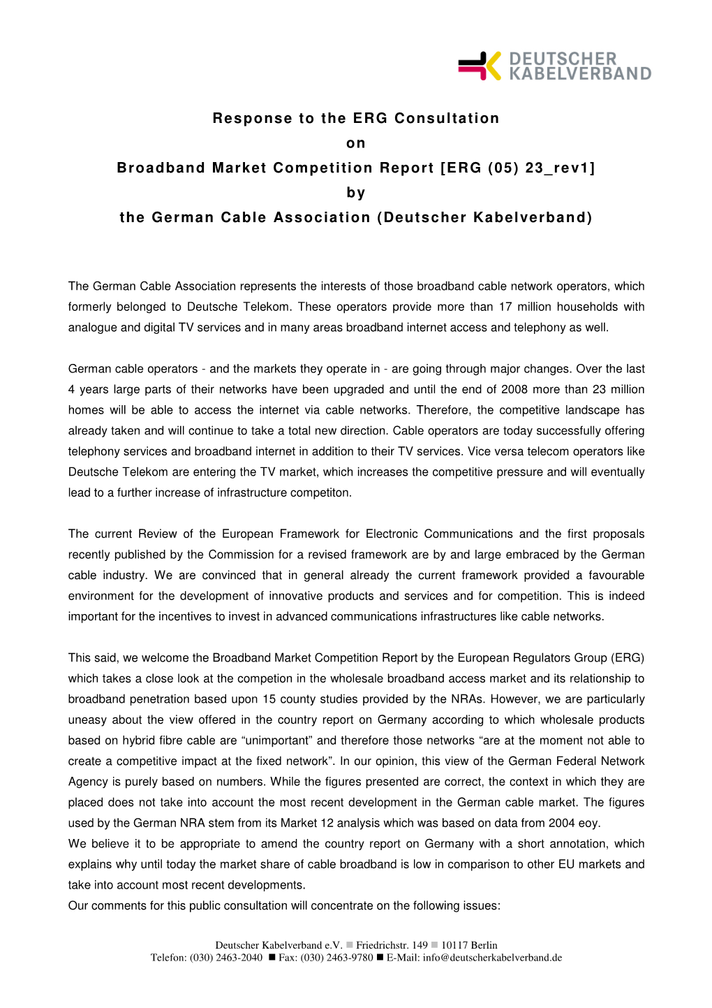 DKV Response ERG BB Market Consultation 27.11.2006Final