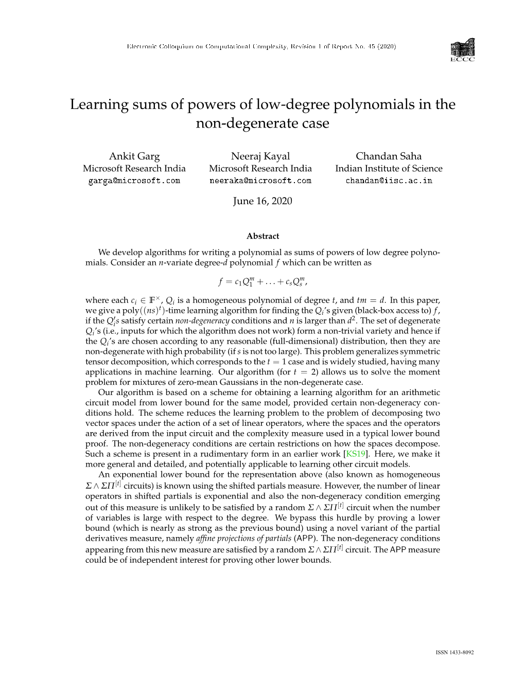 Learning Sums of Powers of Low-Degree Polynomials in the Non-Degenerate Case