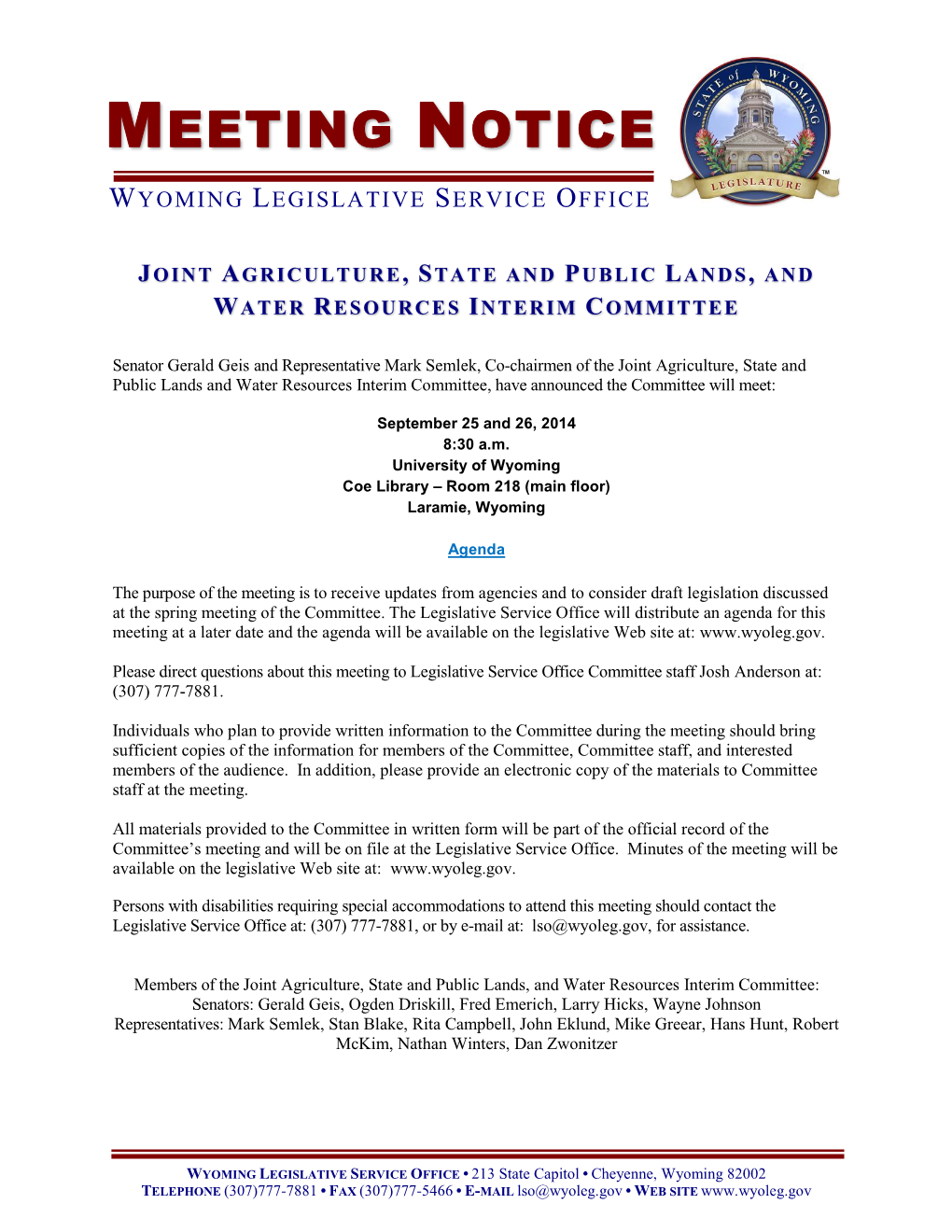 Meeting Notice