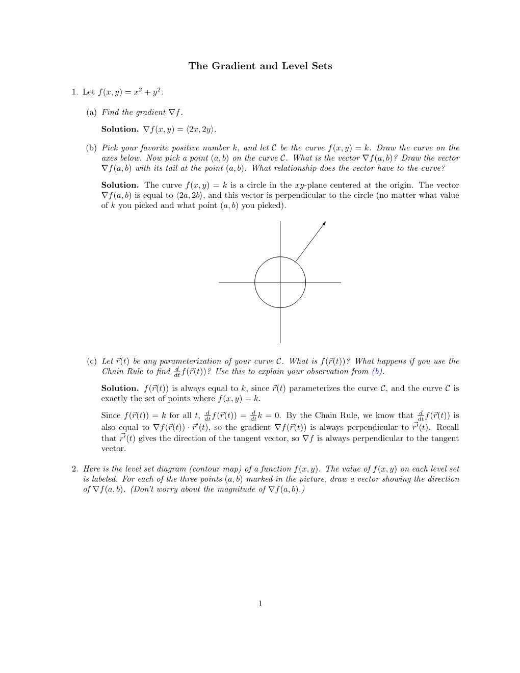 The Gradient and Level Sets