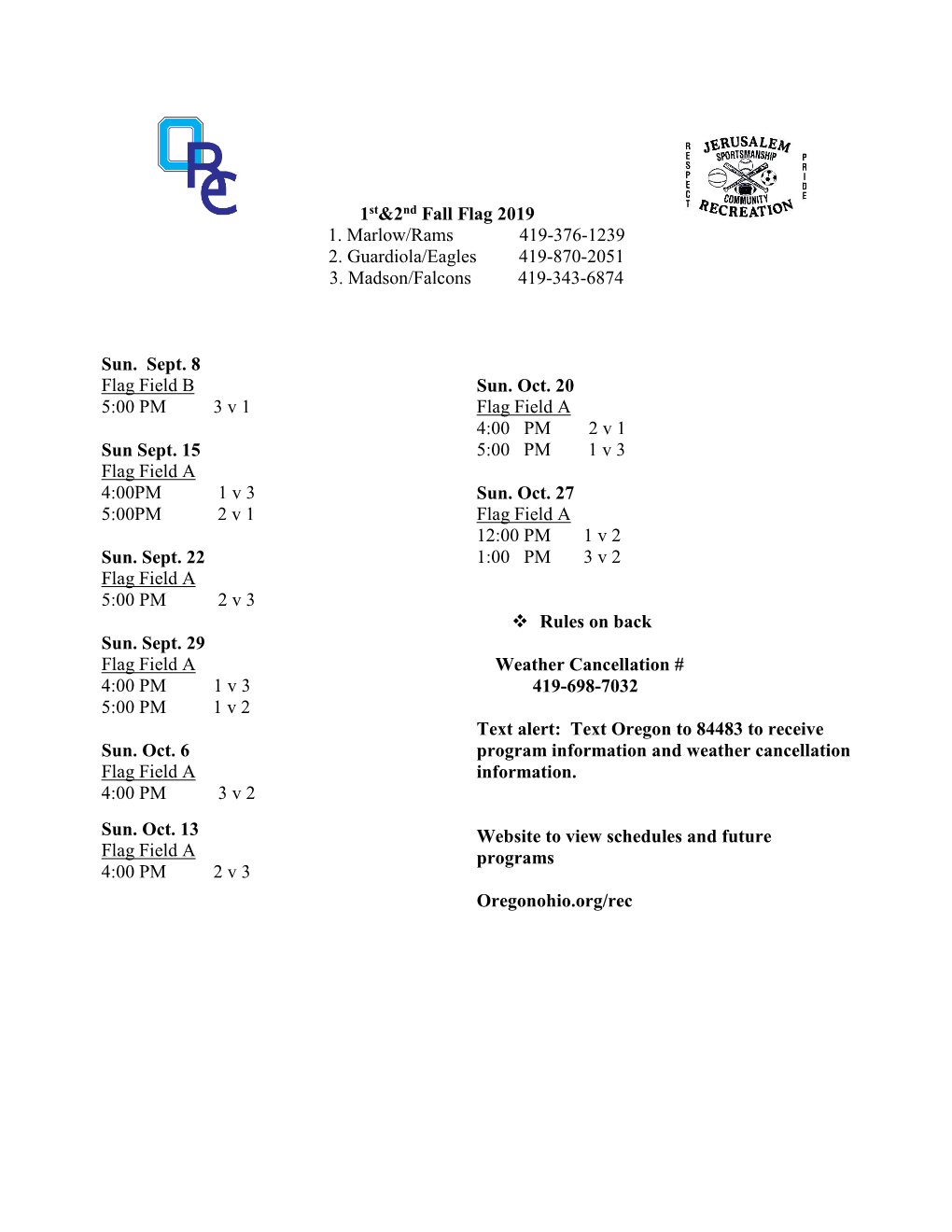 11-12 Tier 1 Baseball Schedule 2007