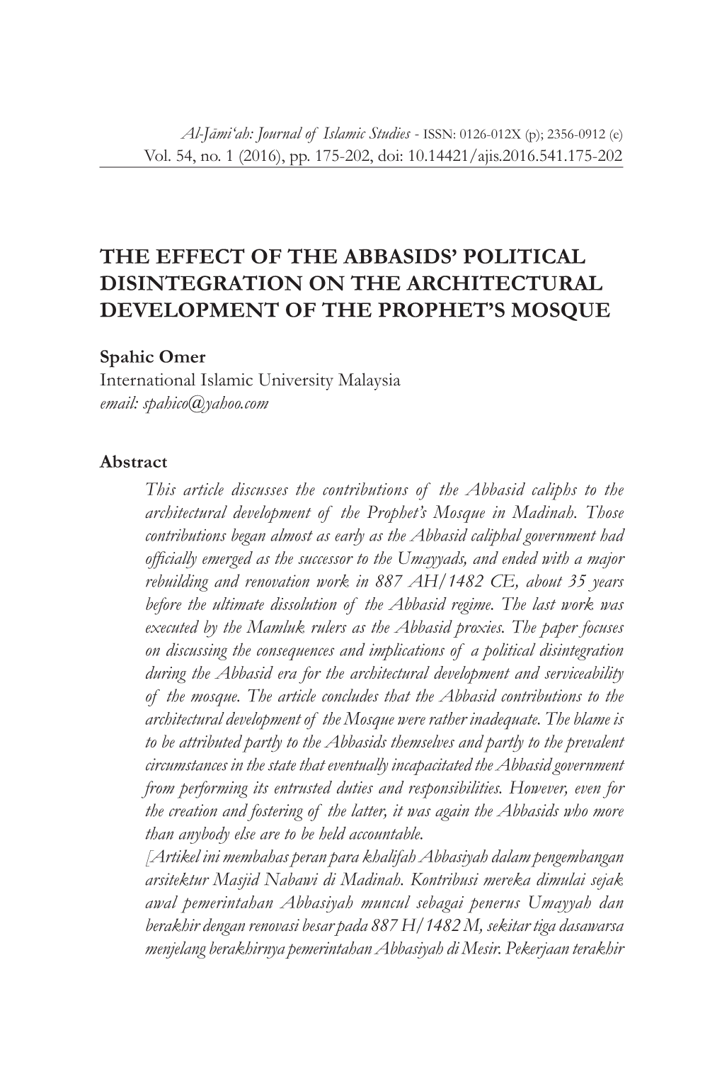 The Effect of the Abbasids' Political Disintegration On