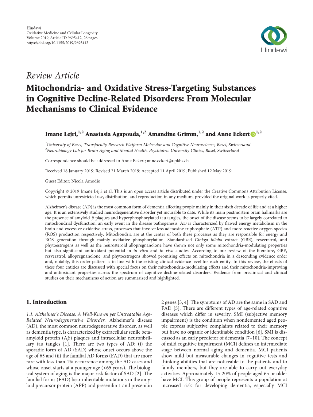 Mitochondria-And Oxidative Stress-Targeting Substances In