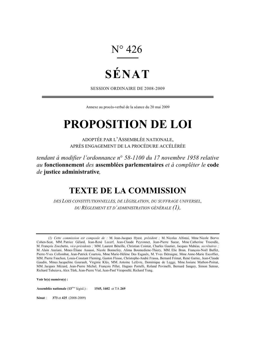 Sénat Proposition De