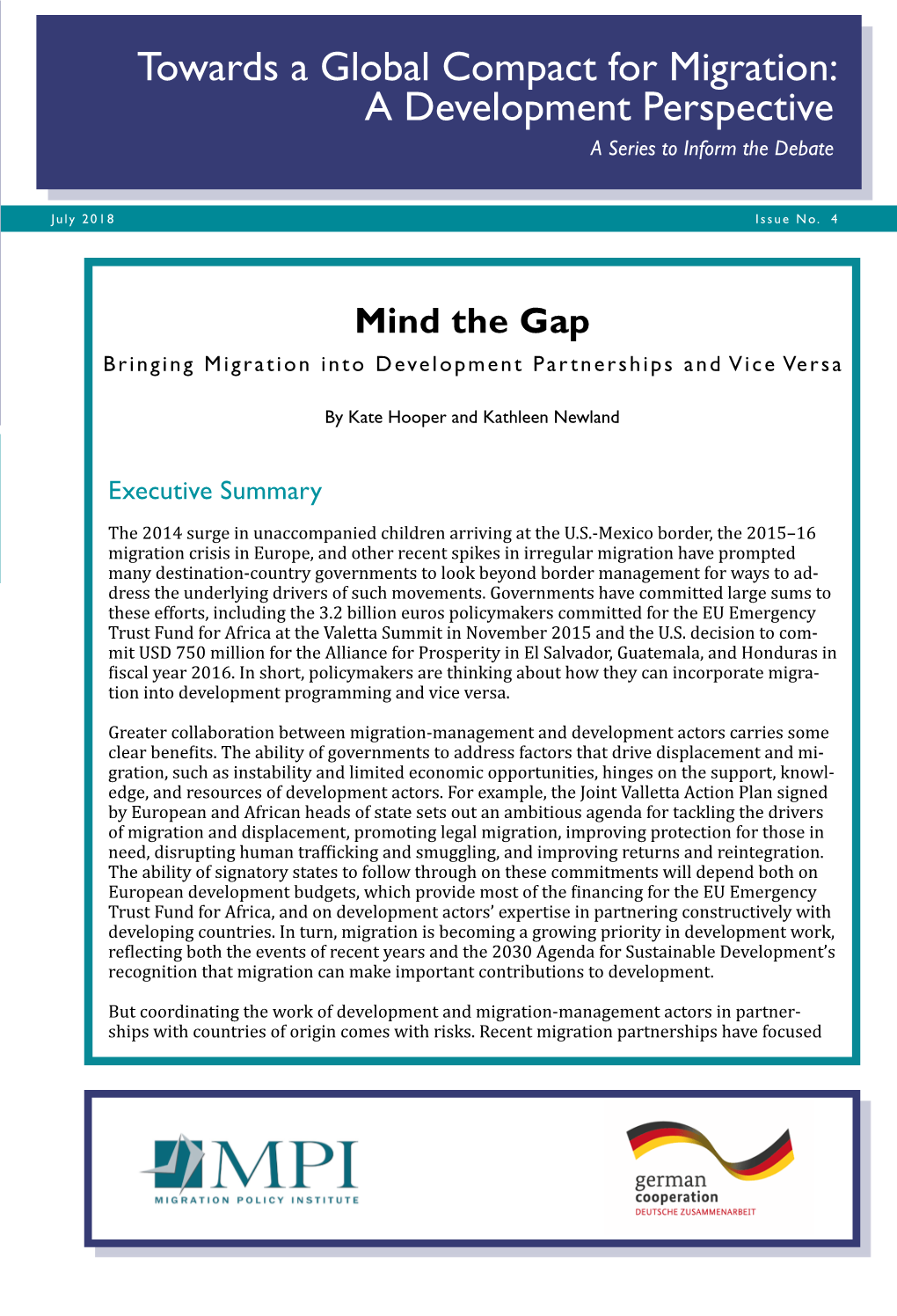 Bringing Migration Into Development Partnerships and Vice Versa