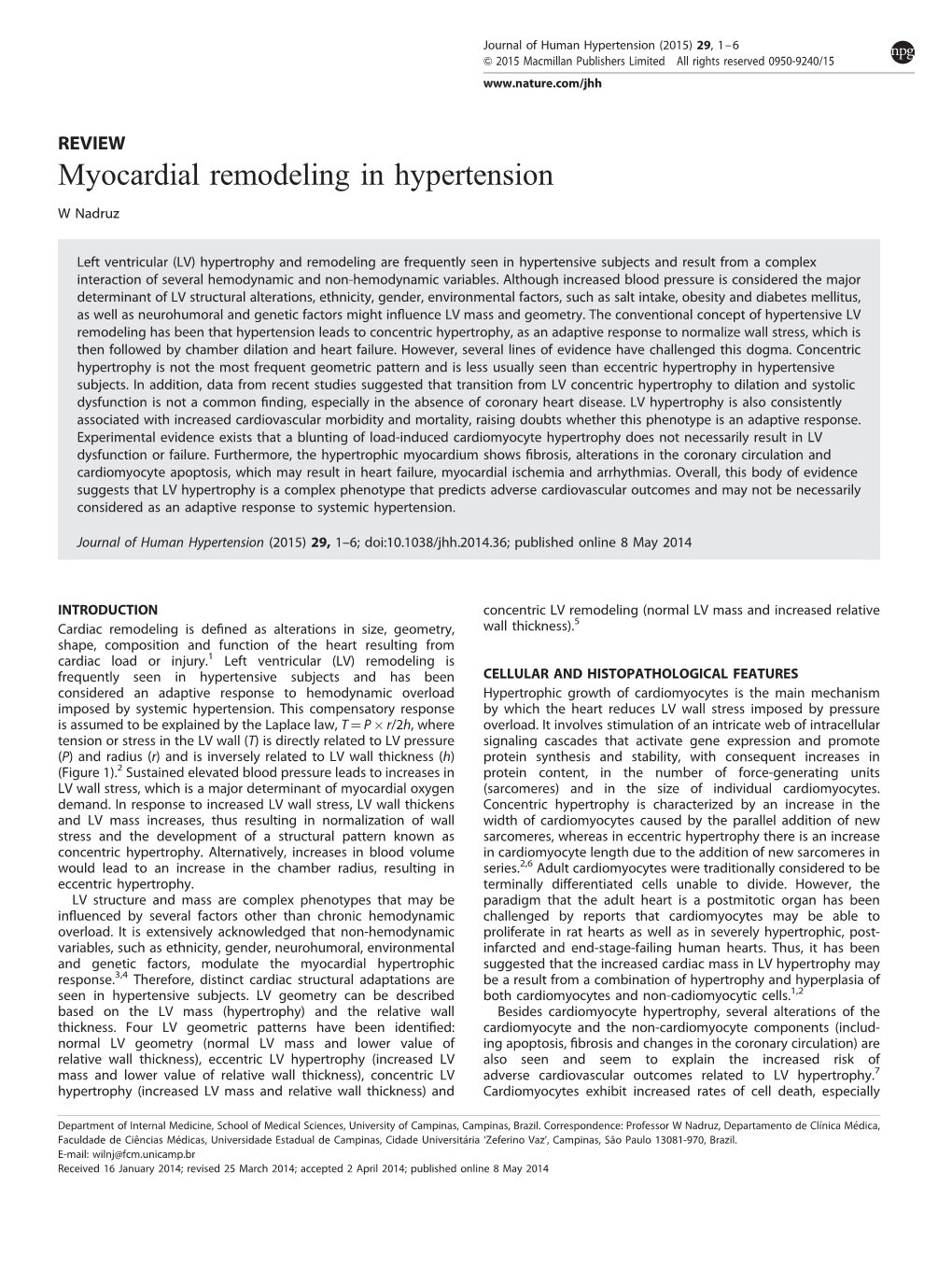 Myocardial Remodeling in Hypertension