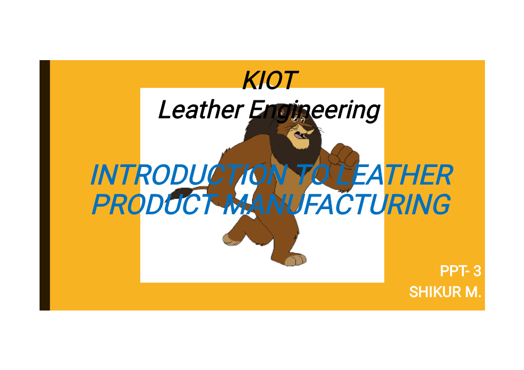 Introduction to Leather Product Manufacturing