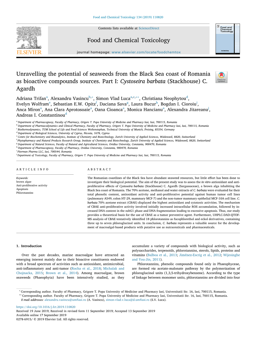 Unravelling the Potential of Seaweeds from the Black Sea Coast of Romania As Bioactive Compounds Sources