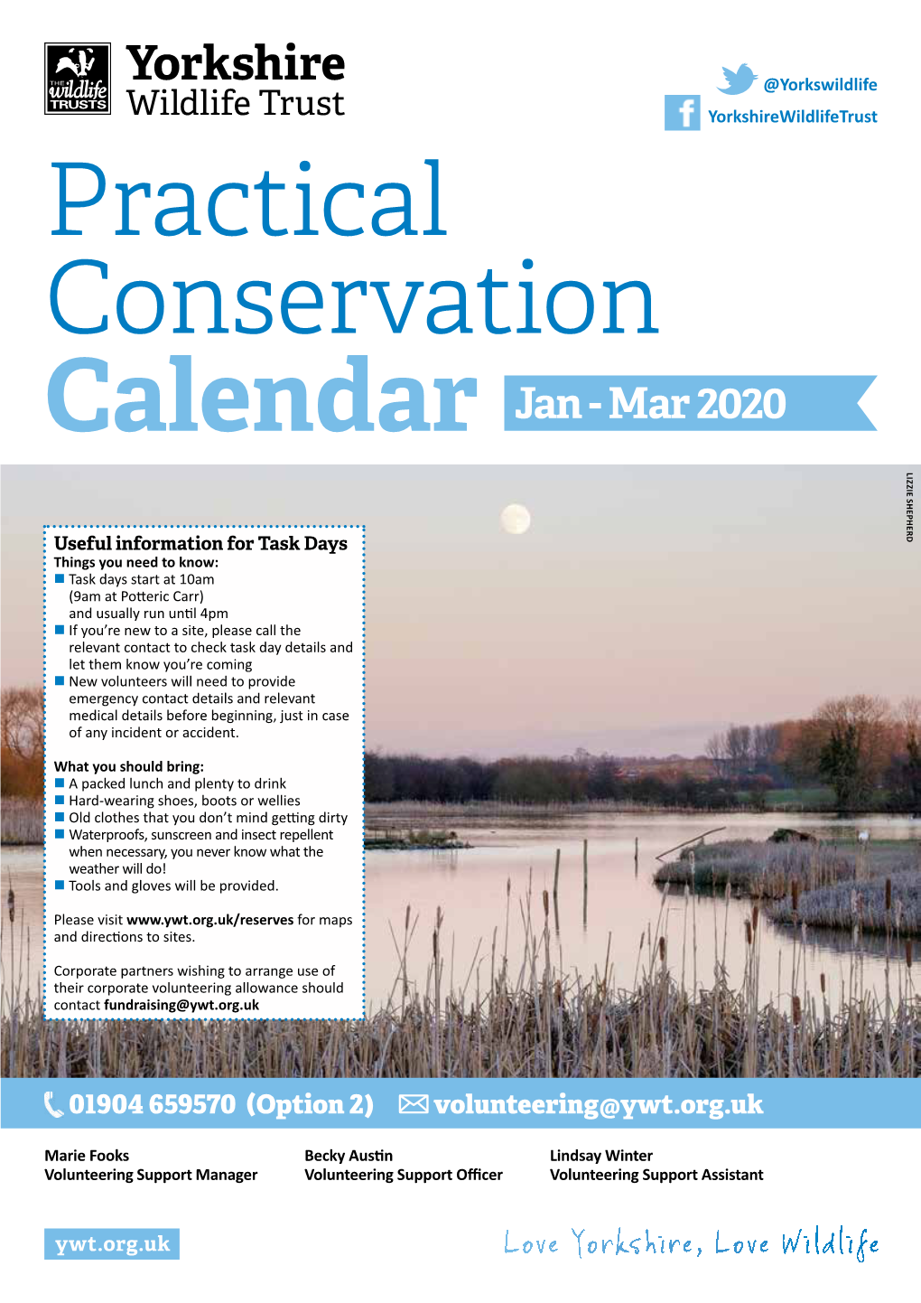 Practical Conservation Calendar Jan - Mar 2020 LIZZIE SHEPHERD