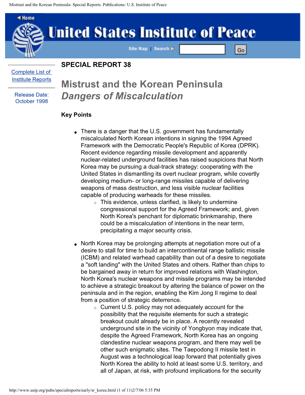 Mistrust and the Korean Peninsula: Special Reports: Publications: U.S