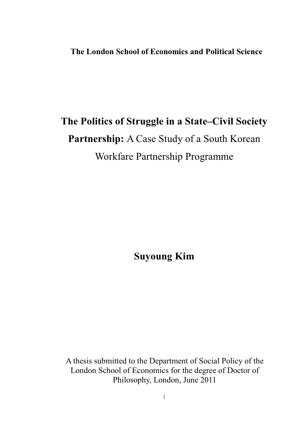 The Politics of Struggle in a State–Civil Society Partnership: a Case Study of a South Korean Workfare Partnership Programme