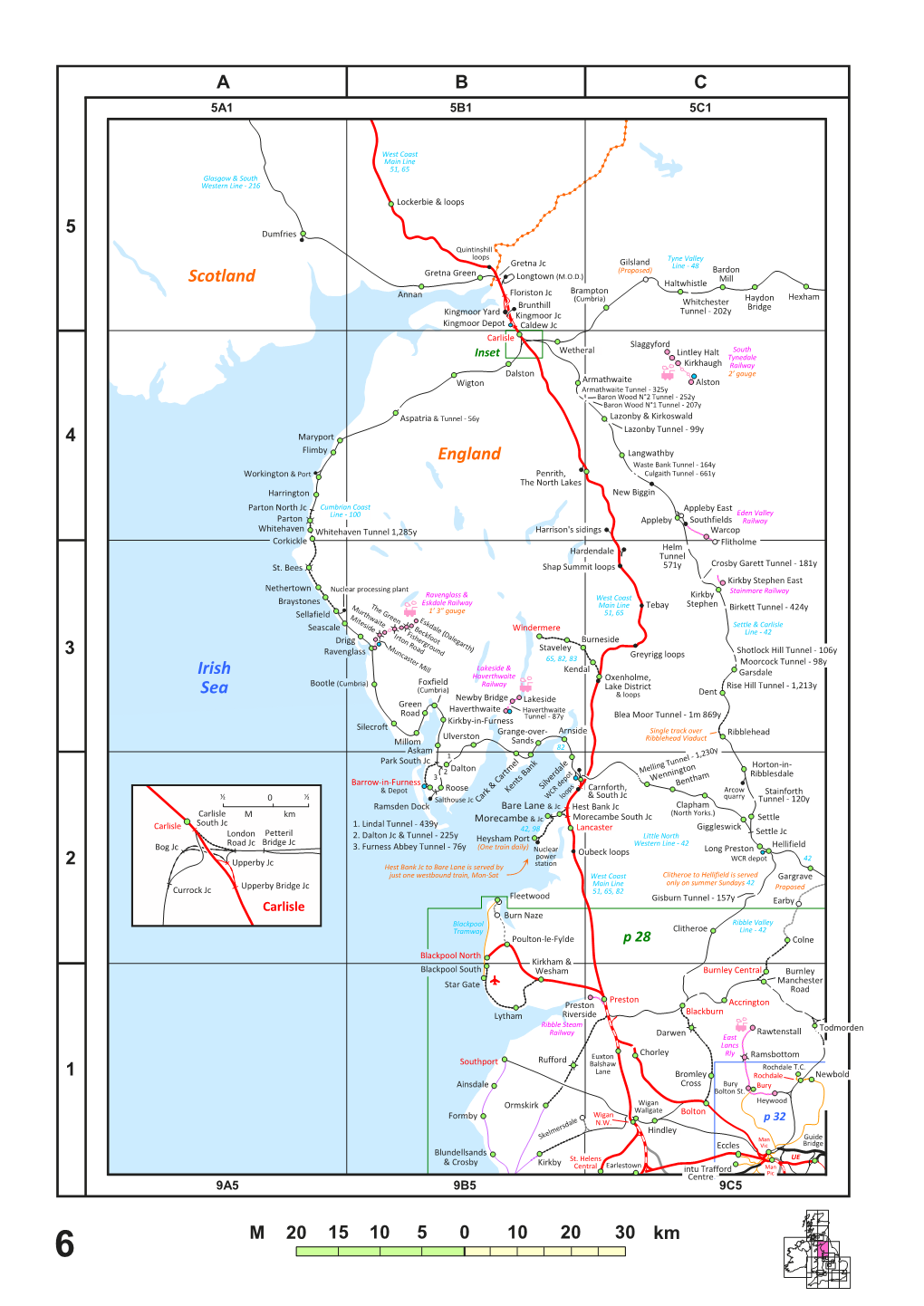 1 2 3 4 5 a B C 20 15 0 Km M 10 5 10 20 30 Irish Sea England