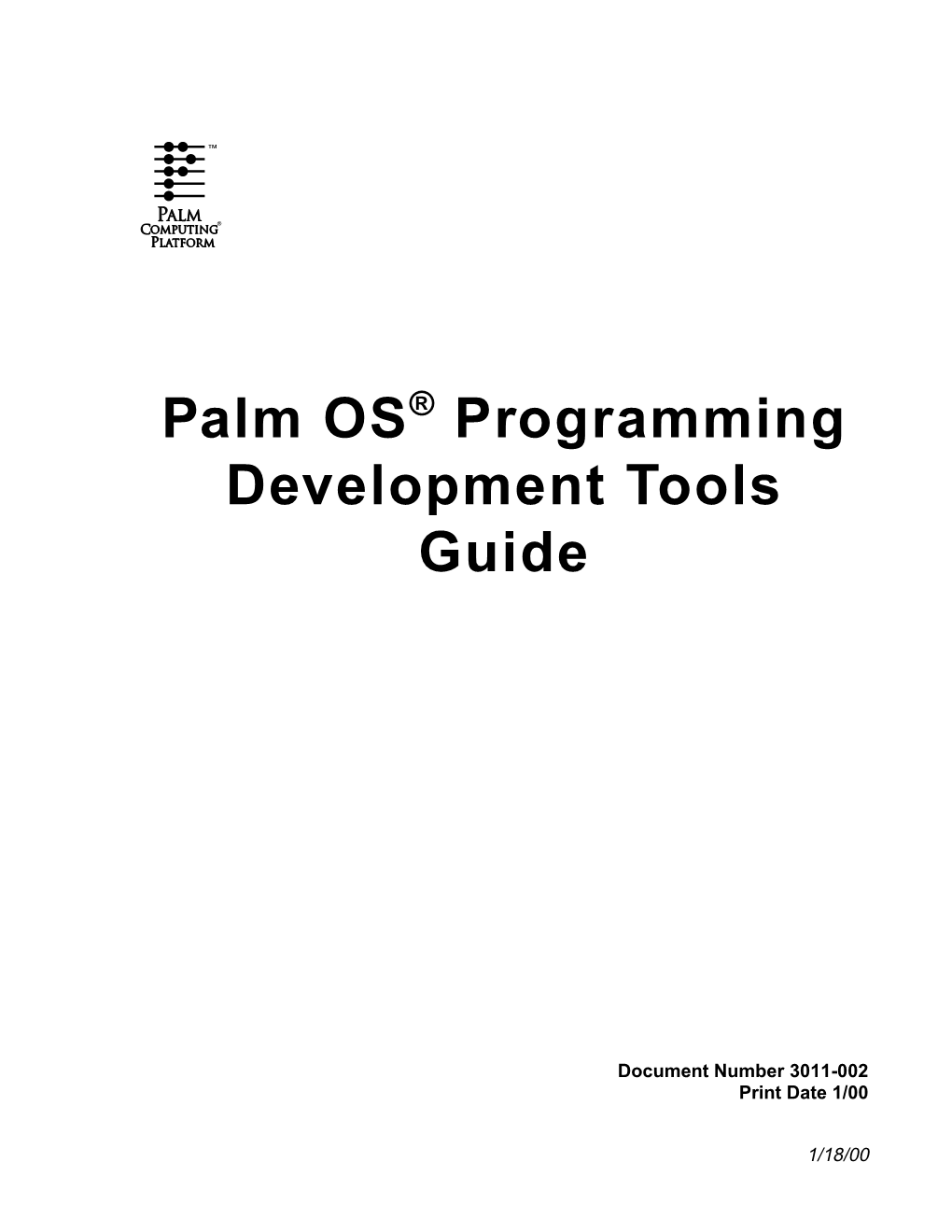 Palm OS Programming Development Tools Guide Palm Computing, Inc