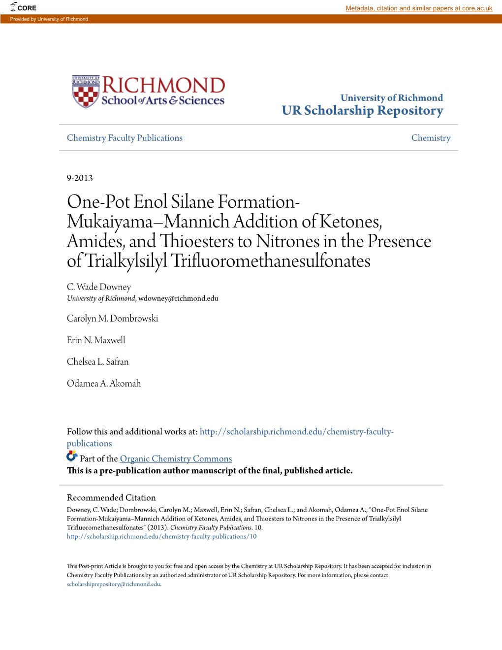 One-Pot Enol Silane Formation-Mukaiyama–Mannich