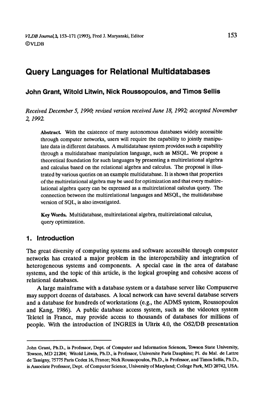 Query Languages for Relational Multidatabases