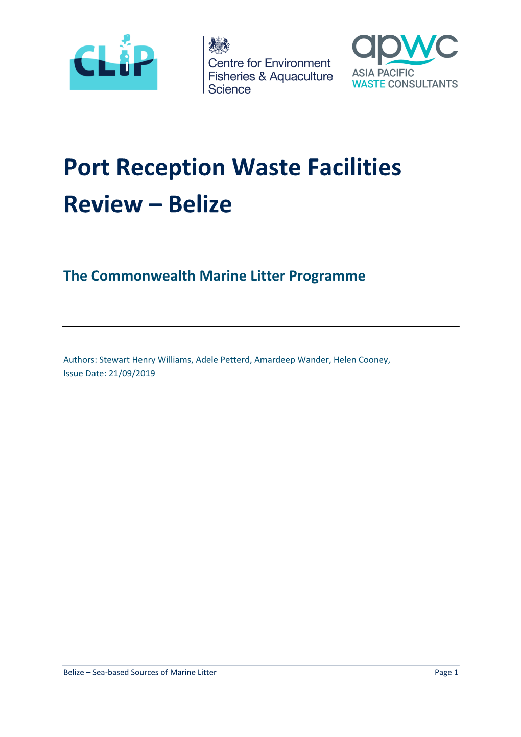 Port Reception Waste Facilities Review – Belize