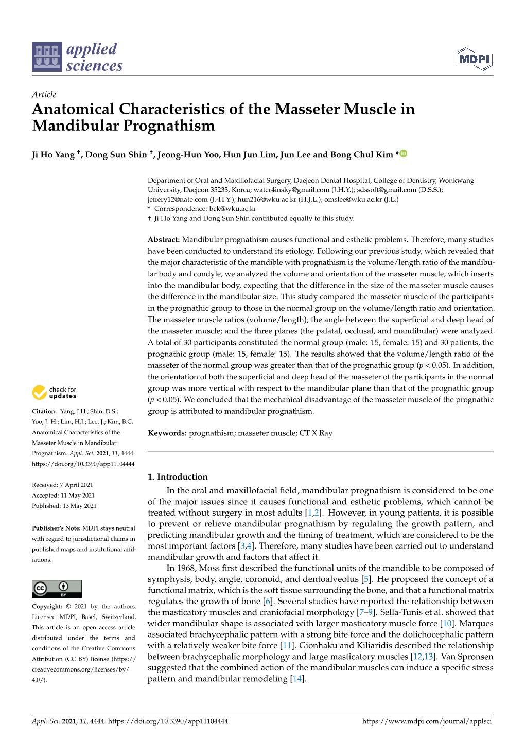 Anatomical Characteristics of the Masseter Muscle in Mandibular Prognathism