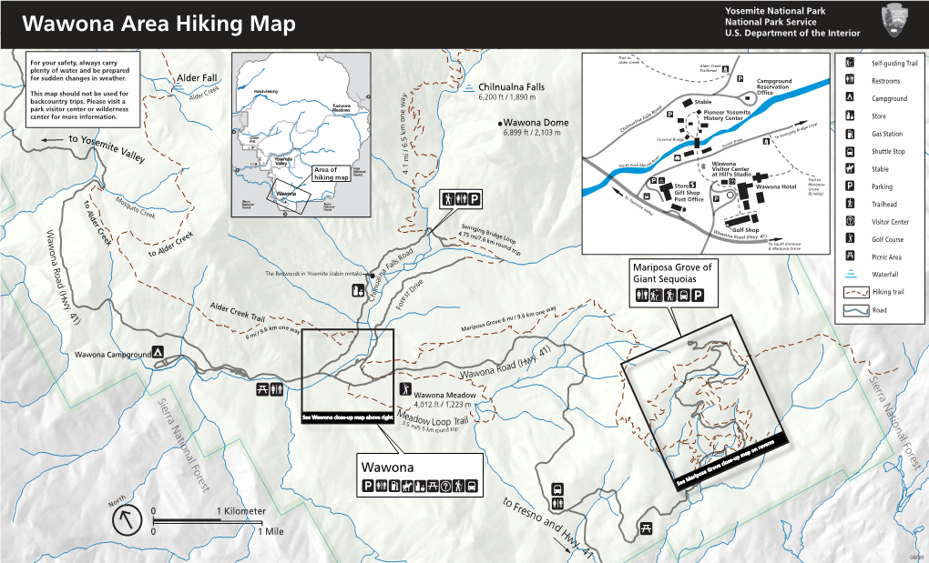 Wawona Area Hiking Map U.S