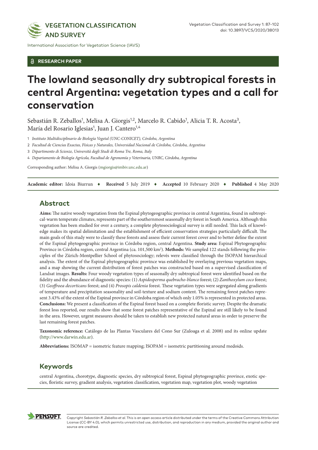 Vegetation Types and a Call for Conservation