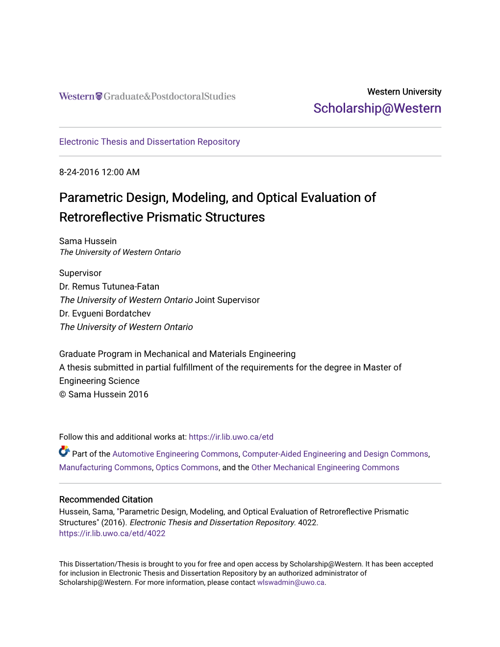 Parametric Design, Modeling, and Optical Evaluation of Retroreflective Prismatic Structures