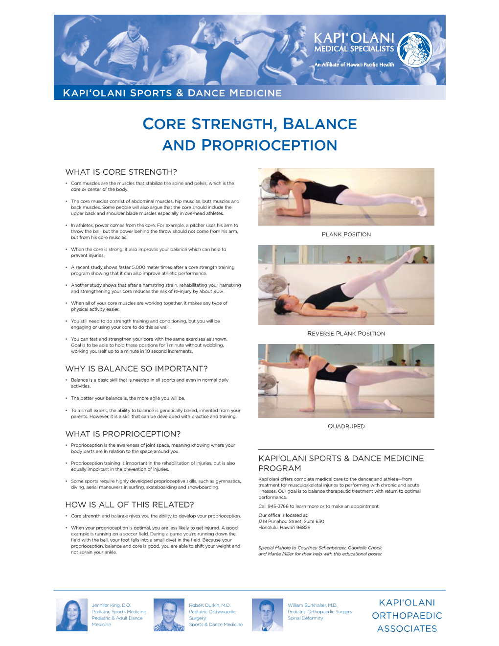 Core Strength, Balance and Proprioception