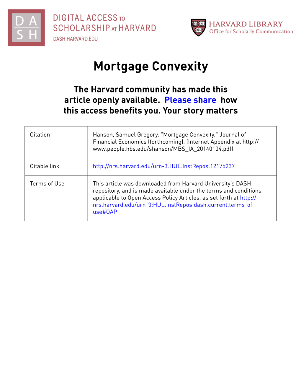 Mortgage Convexity