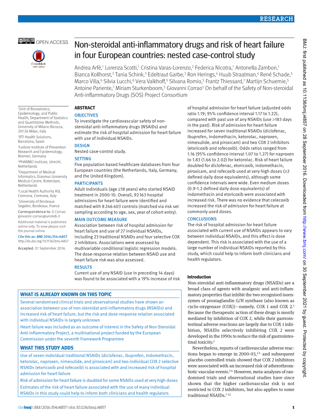 Non-Steroidal Anti-Inflammatory Drugs and Risk of Heart Failure In