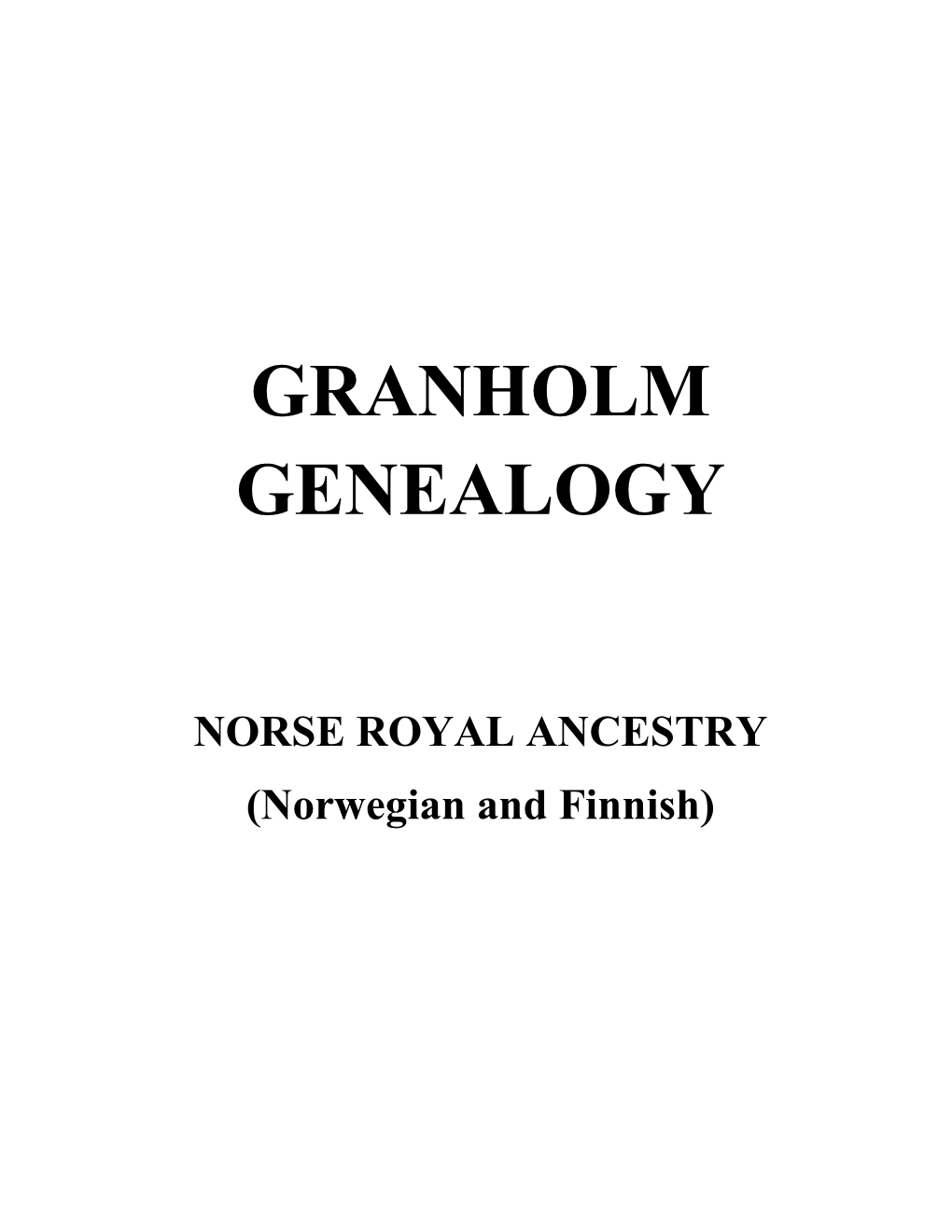 Granholm Genealogy